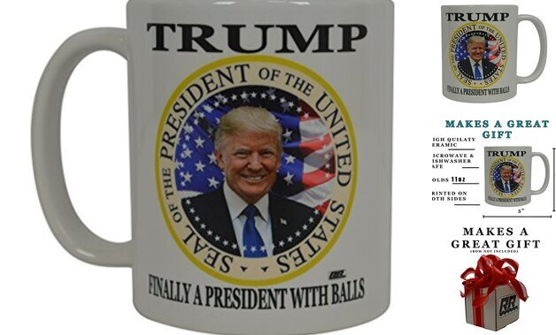 Taza de café Donald Trump divertida novedad - Finalmente un presidente con taza de bolas,