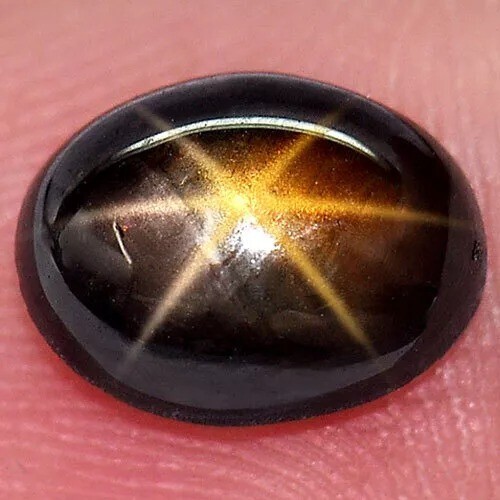 Certified Star Sapphire Black 6 Ray 24.64 Ct. Oval Cabochon Natural Gem Thailand