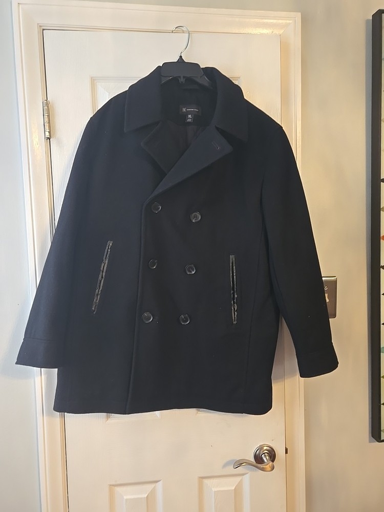 INC International Concepts Mens Navy Blue Wool Blend Pea Coat Size XL