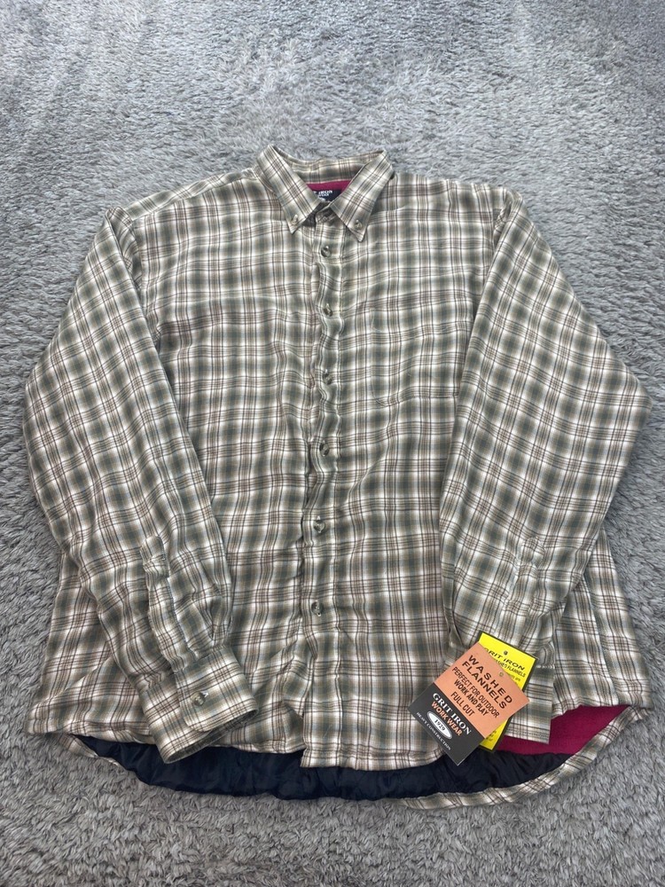 Men's Large Tan Plaid Fleece-Lined Flannel Shacket NWT Iron Work Wear Jacket