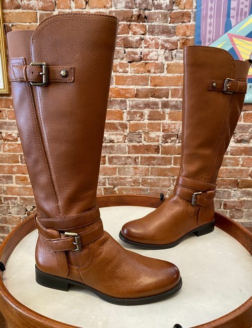 Naturalizer Banana Tan Brown Leather Jordan Medium Calf Riding Boot 6.5 New