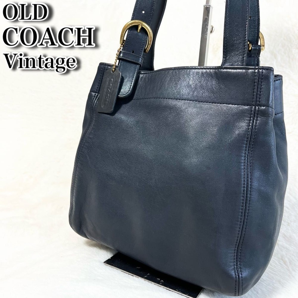 Vintage Coach Tan Leather Tote Bag with Gold Hardware and Shoulder Strap