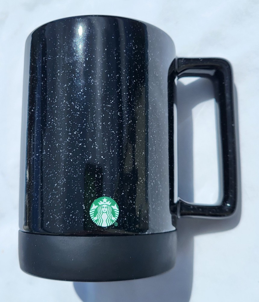 Starbucks 2022 Black Speckle Ceramic Travel Mug 14oz with Rubber Base