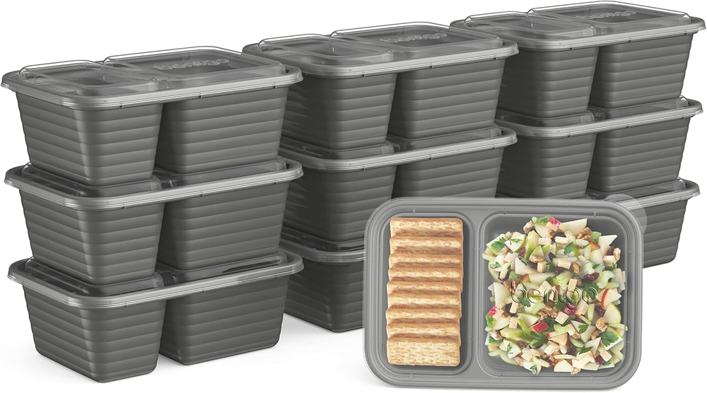 Bentgo Prep 2-Compartment Snack Containers with Custom Lids - Reusable Microwave Safe BPA-Free