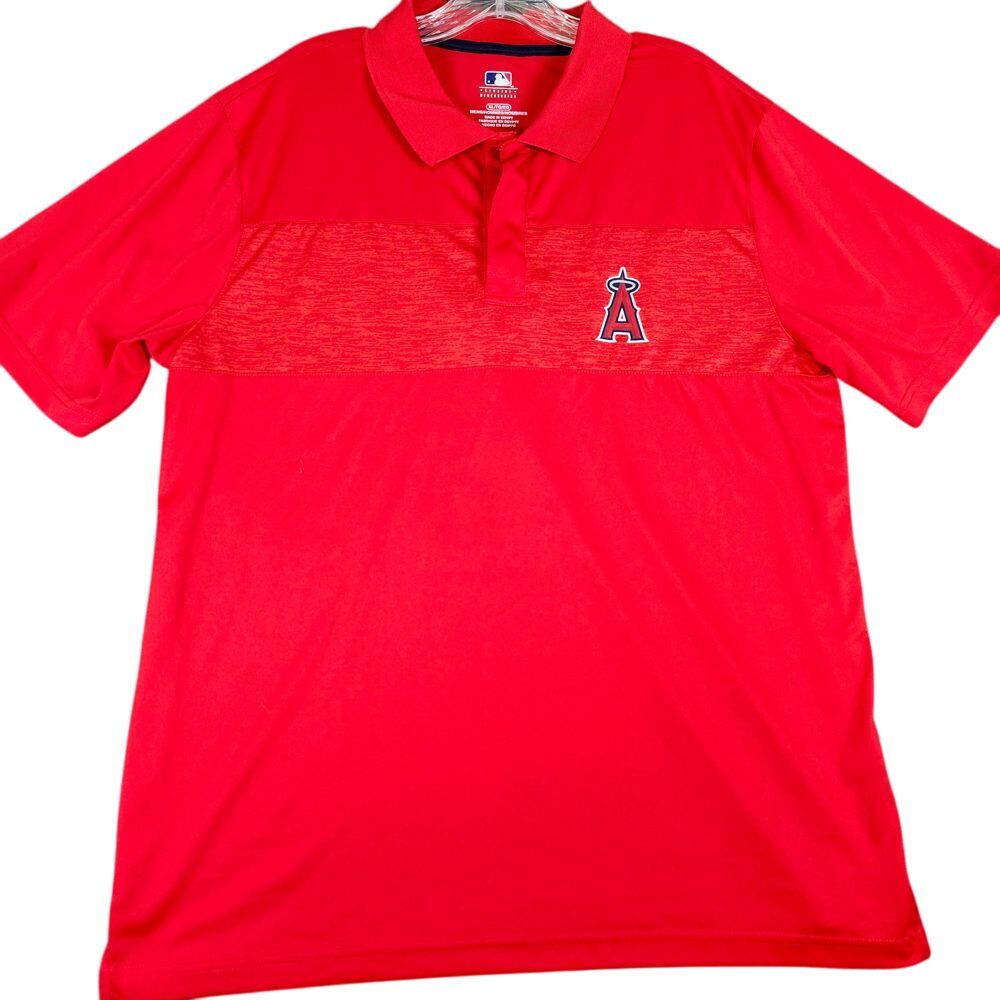 MLB Los Angeles Angels Red Performance Polo Shirt Athletic Baseball Fan Gear