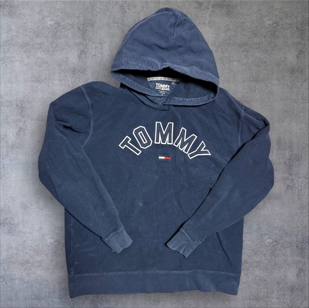 Vintage Tommy Hilfiger Hoodie Men’s Size Xl Navy Blue Grunge Skate Y2K