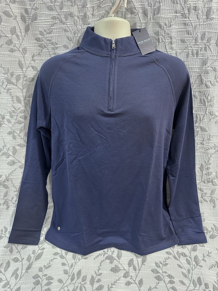 Peter Millar Crown Crafted Men's Size S Navy 1/4 Zip Merino Wool Sweater $200