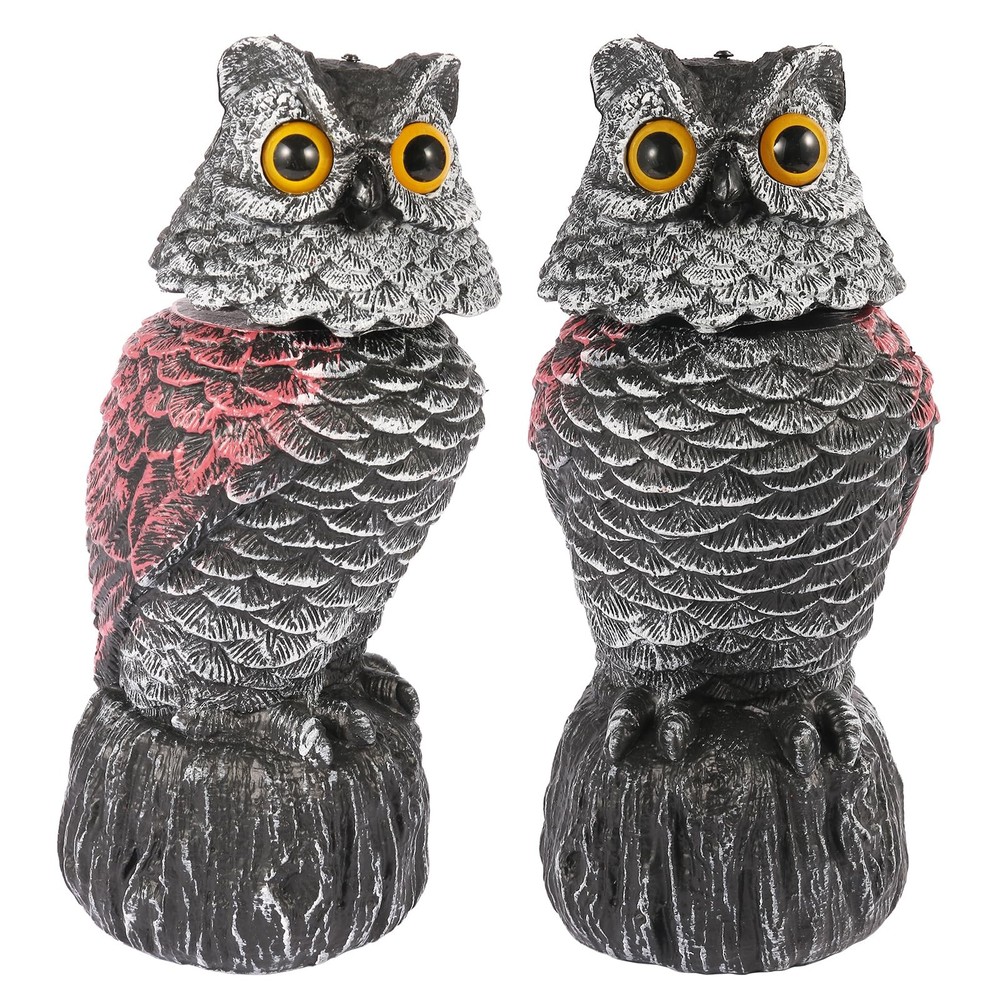 2 Pack BobbleHead Owl Decoys to Scare Birds Away - Plastic Scarecrow Deterrent