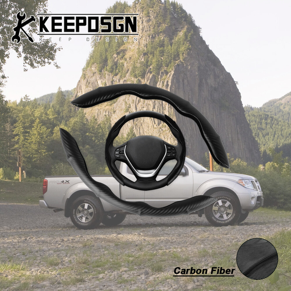 15-inch Carbon Fiber Leather Steering Wheel Cover for Nissan Frontier BK