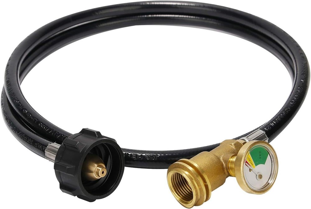 5 Feet Propane Tank Extension Hose with GaugeConverts POL LP Tank to QCC1 for.