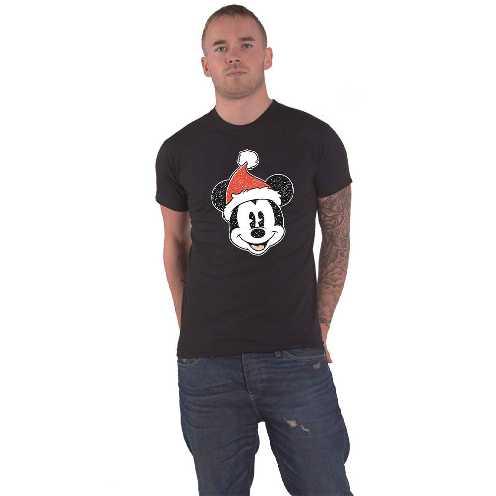 Mickey Mouse Christmas Santa Hat Graphic T-Shirt for Disney Fans