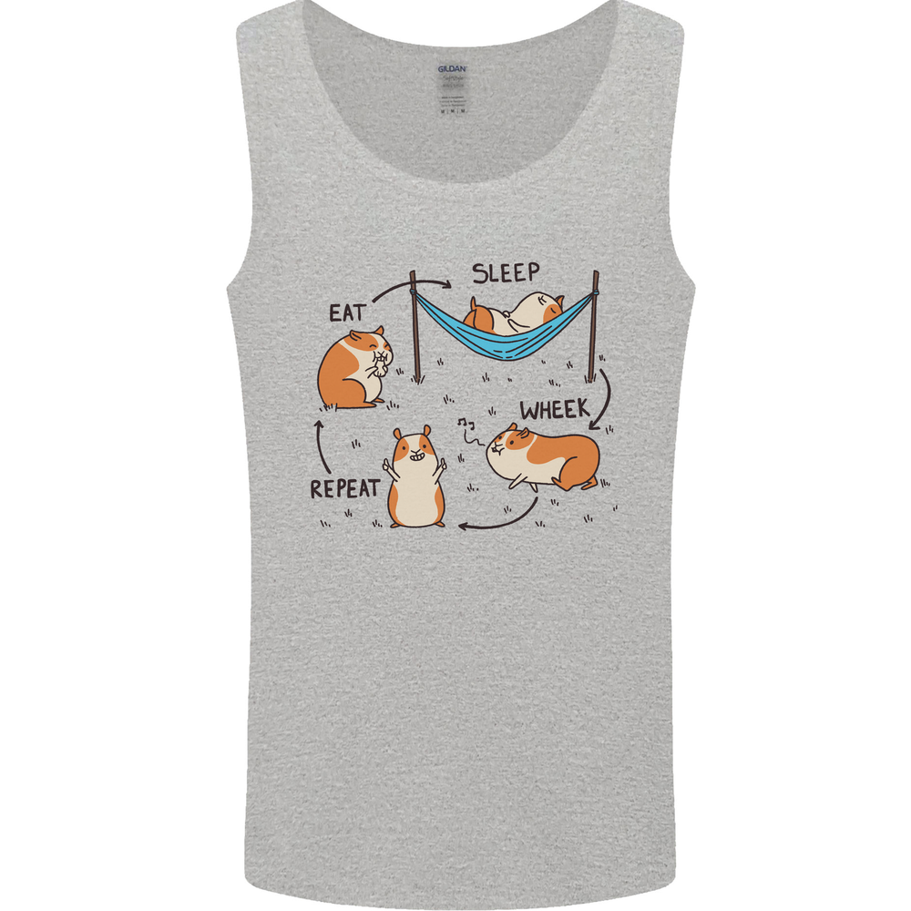 Hamster Eat Sleep Wheek Repeat Funny Mens Vest Tank Top