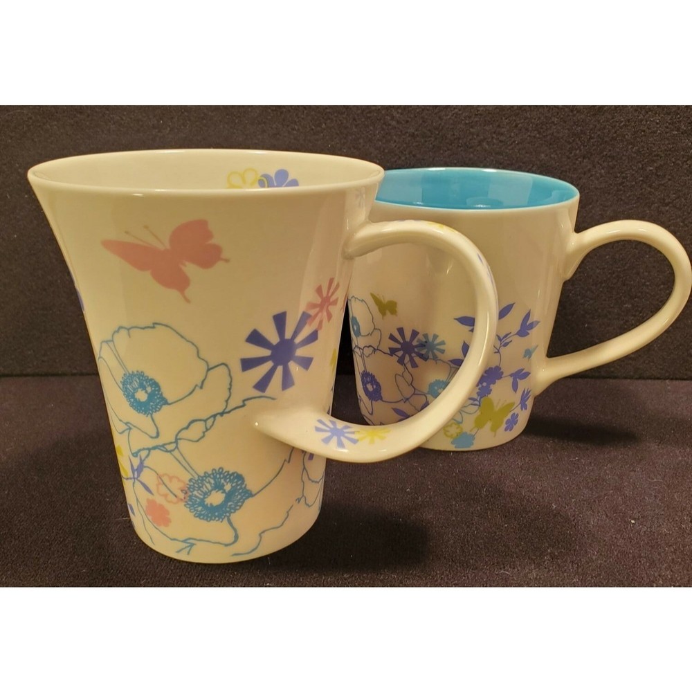Set of pastel floral print Starbucks coffee mugs, Ceramic