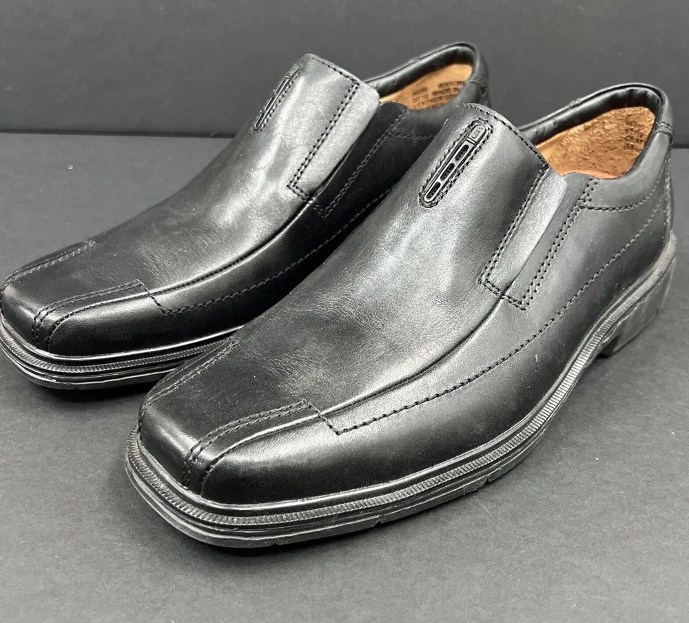 Clarks Men's 8.5 Black Leather Slip-On Comfort Shoes Unstructured 86090
