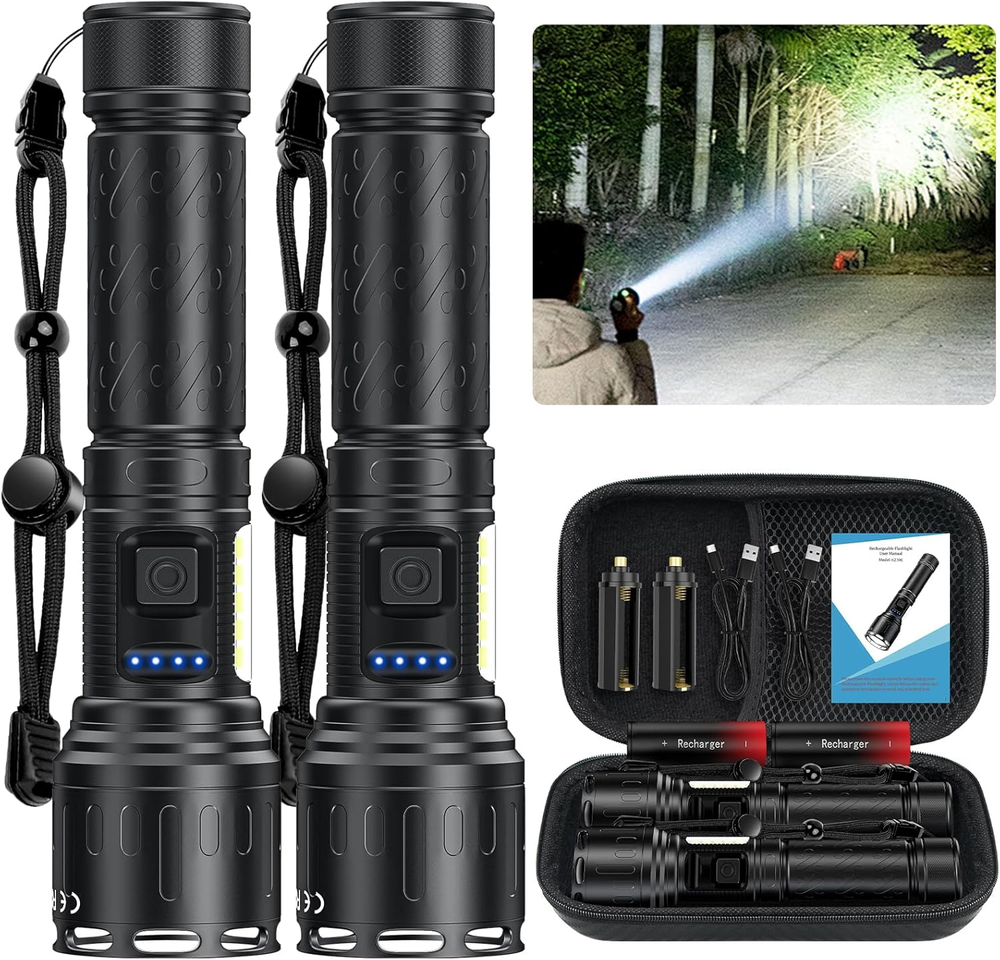 Rechargeable Magnetic Flashlights 100,000 High Lumens, Super Bright LED Powerful