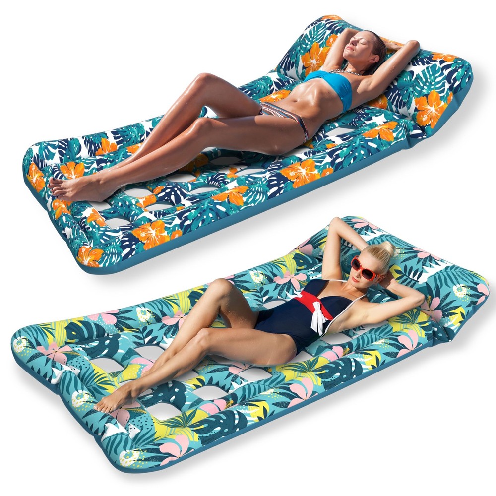 Oversized 2-Pack Inflatable Pool Floats 73x33 Inch Tanning Lounge Rafts