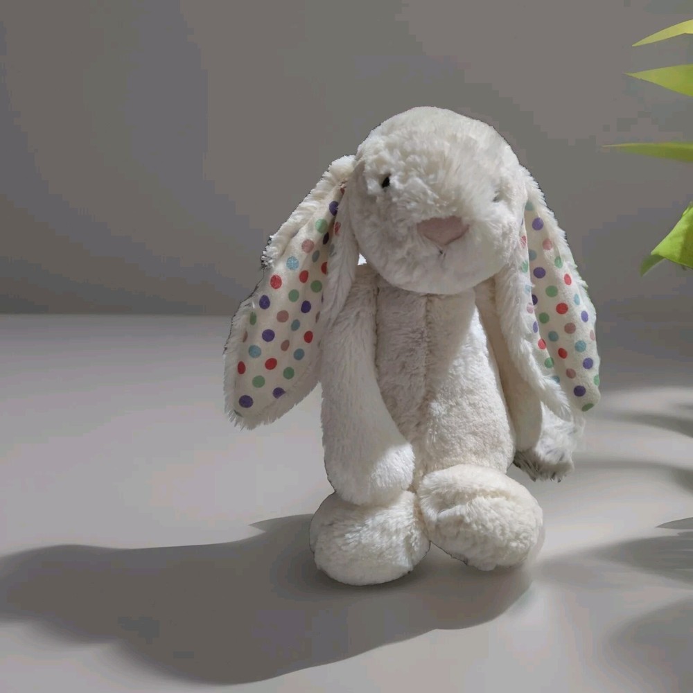 Jellycat Plush Bashful Cream Polka Dot Bunny 12” Soft Floppy Rabbit