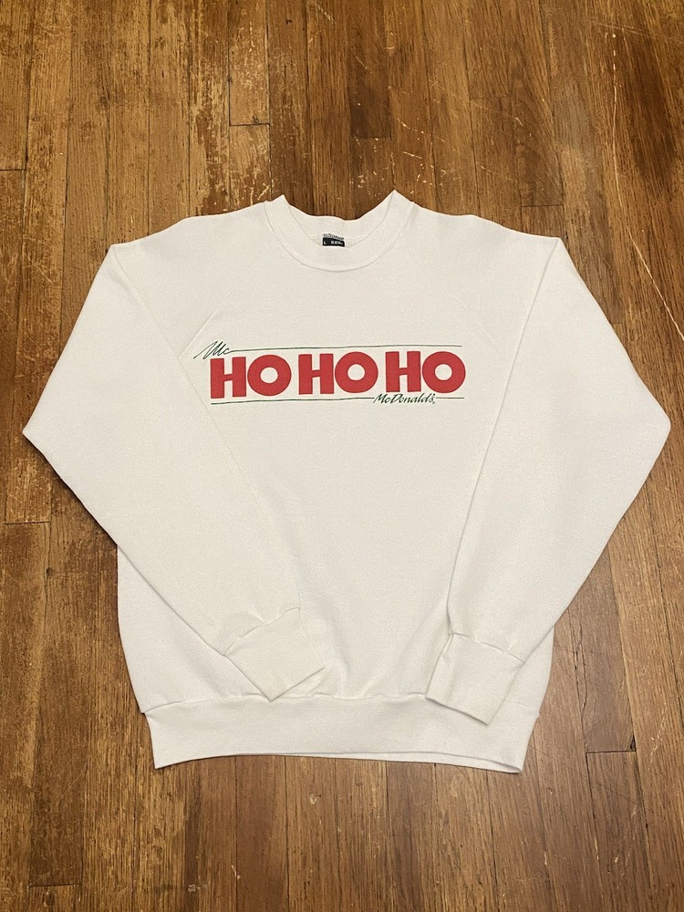 Vintage 80s McDonald’s Christmas Holiday White Graphic Crewneck Sweatshirt Large