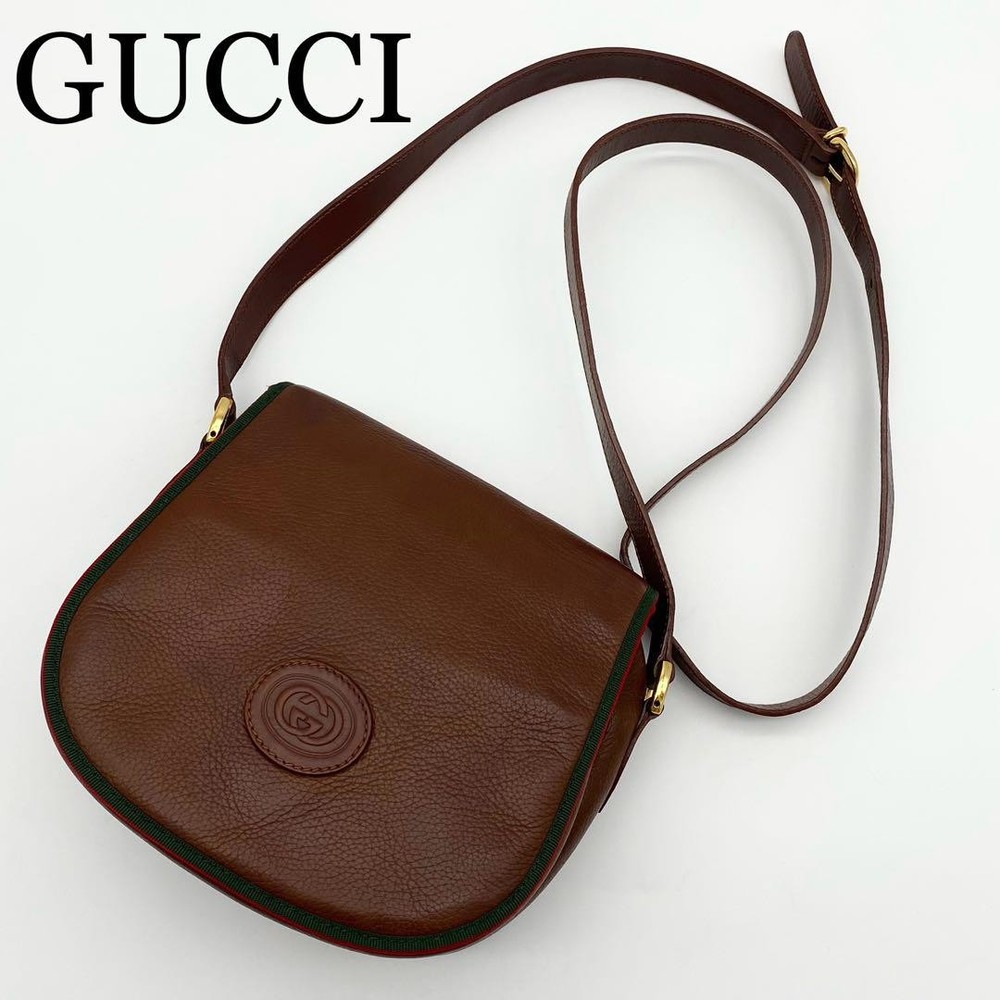 Gucci Sherry Leather Crossbody Bag with Interlocking G Logo Pre-Owned