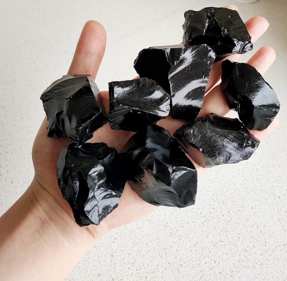 0.5 Lb Bulk Raw Black Obsidian Quartz Healing Stones for Tumbling and Energy Work