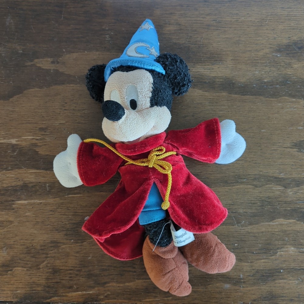 Mickey Mouse Sorcerer Wizard 12 Inch Plush Stuffed Toy Disneyland Walt Disney World