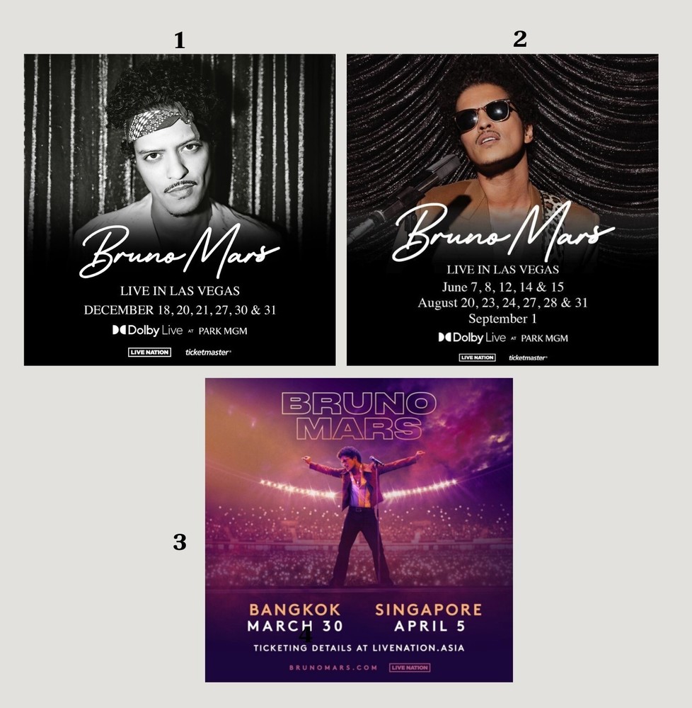 Bruno Mars December 2024 Tour Las Vegas USA Poster Wall Art Decor