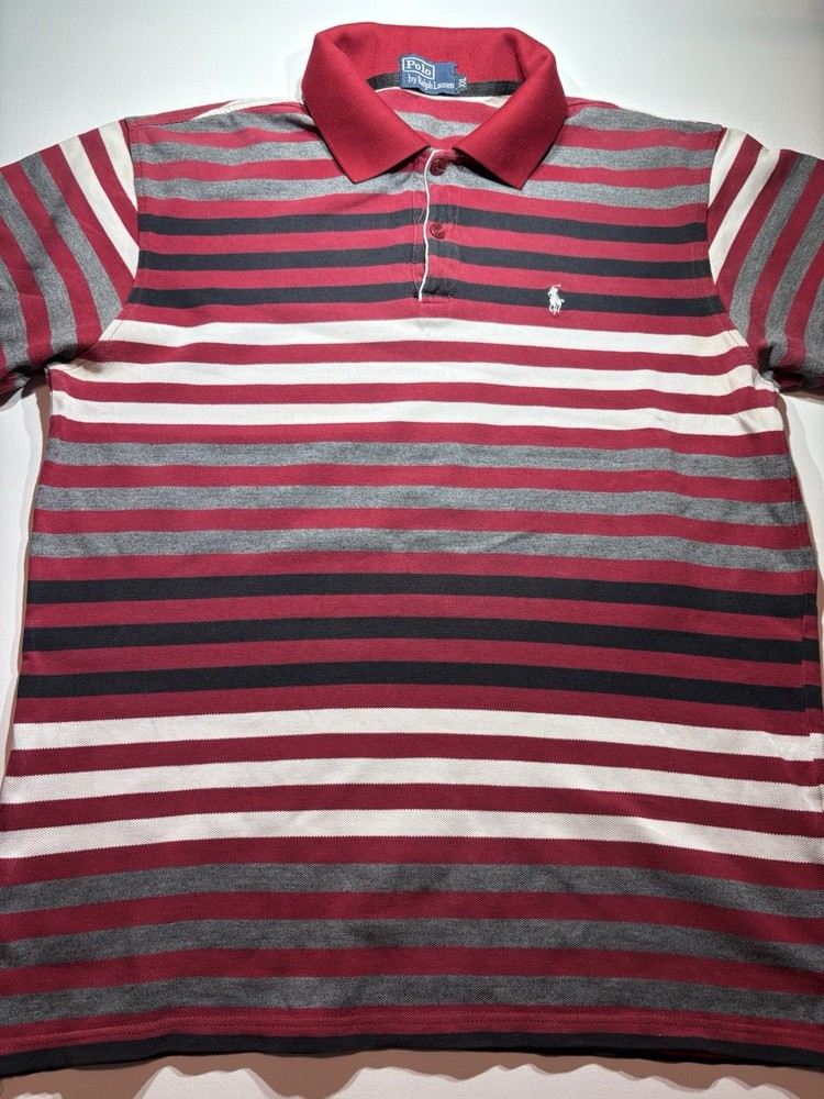 Polo Ralph Lauren Striped Polo Shirt Red Gray White Men’s Classic Fit
