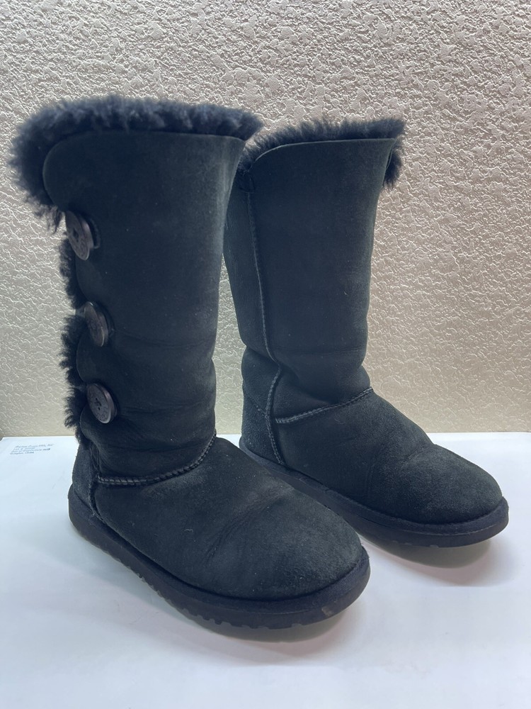 UGG Bailey Boots Womens 6 Black Button Triplet Tall 1873