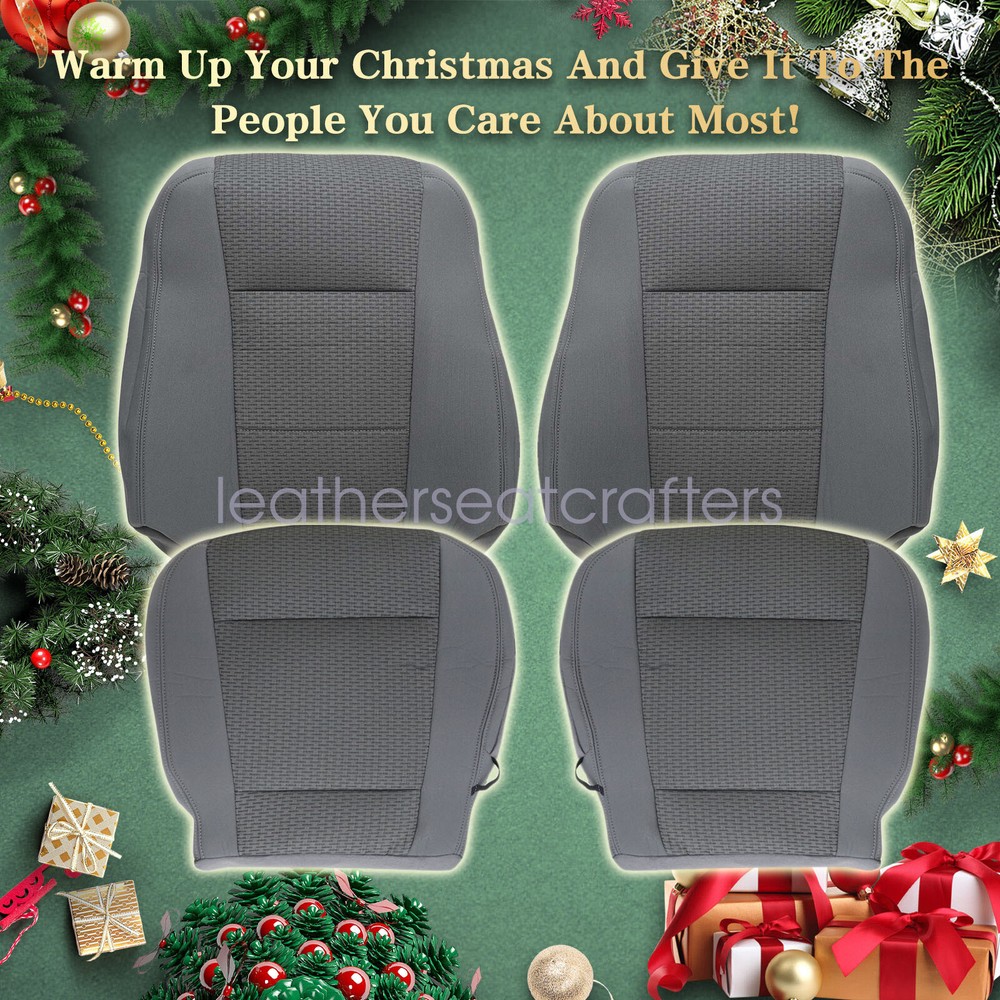 For 2017-2021 Ford F250 F350 F450 F550 XL Driver Passenger Gray Cloth Seat Cover