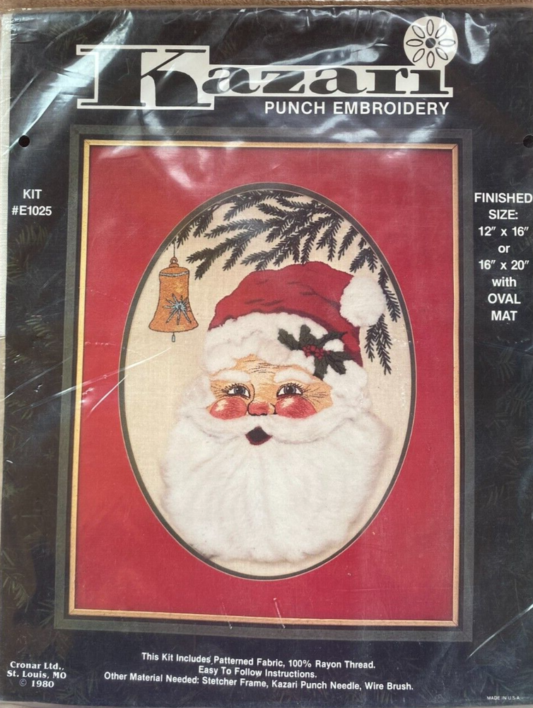 Santa Claus Kazari Punch Embroidery Needlecraft Kit #E1025 -24