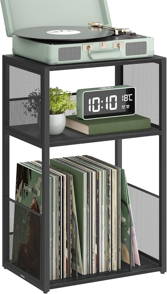 3-tier record player stand with storage for living room or bedroom