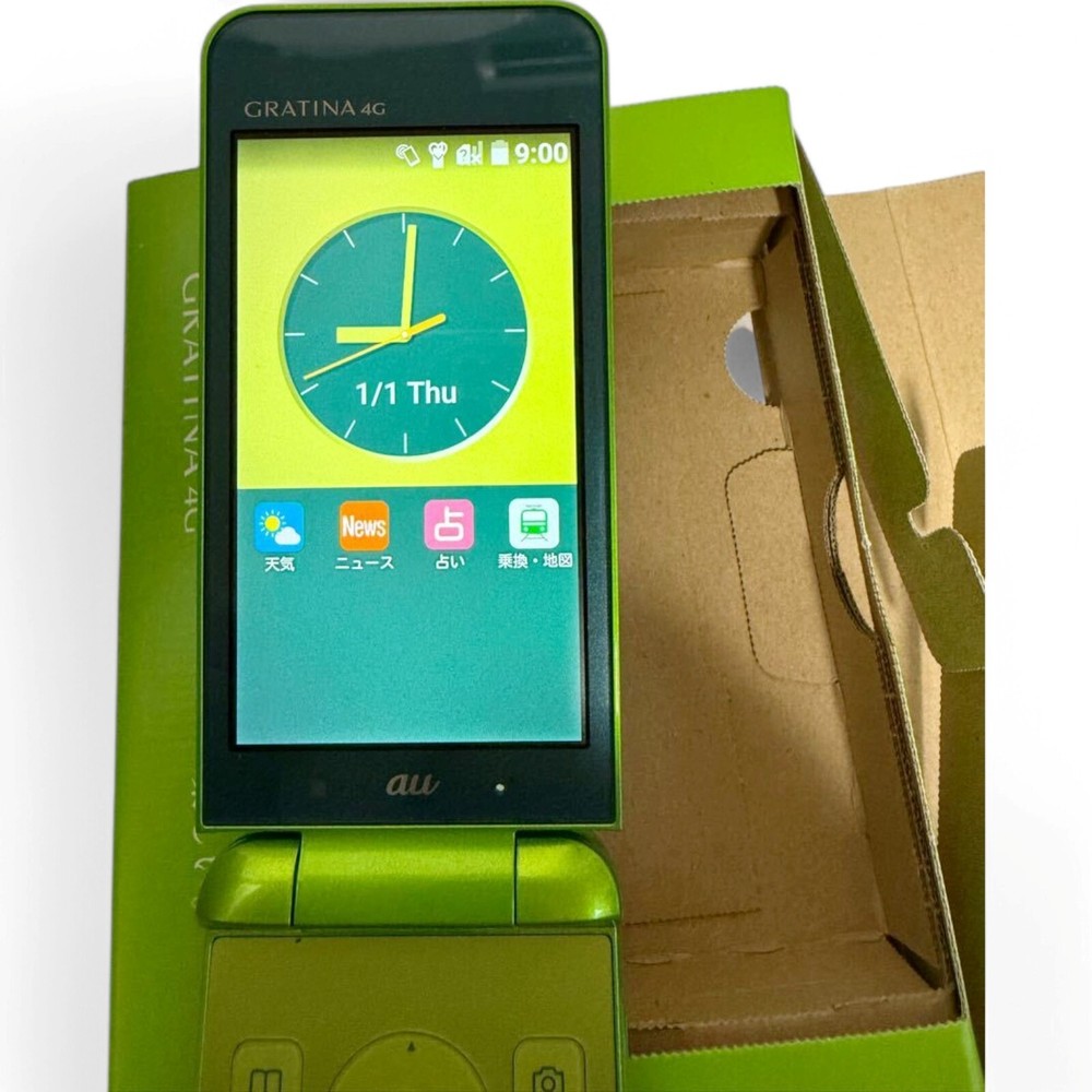 [Excellent]KYOCERA GRATINA KYF31 Green Android Flip Phone Unlocked SIM Free