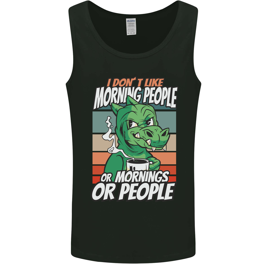 Dinosaur I Dont Like Morning People Funny Mens Vest Tank Top