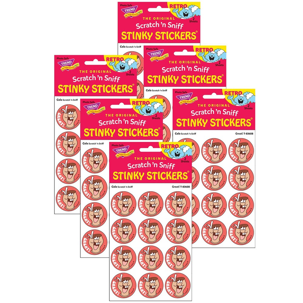Great! Cola Scented Scratch 'n Sniff Stinky Stickers, 24 Per Pack, 6 Packs