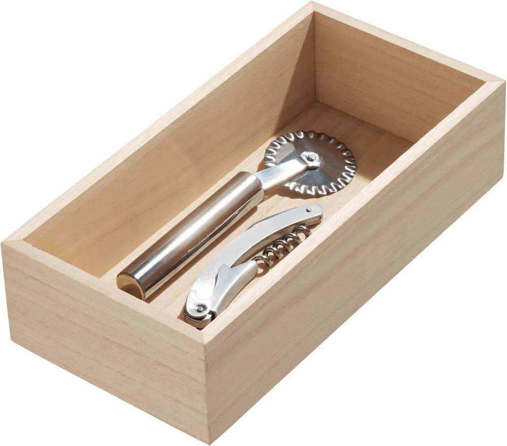 iDesign Paulownia Wood Drawer Organizer Bin 5x10x2.5 Eco-Friendly Storage