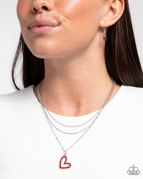 New Paparazzi Jewelry-Valentine's Day Decadence Necklace-Red