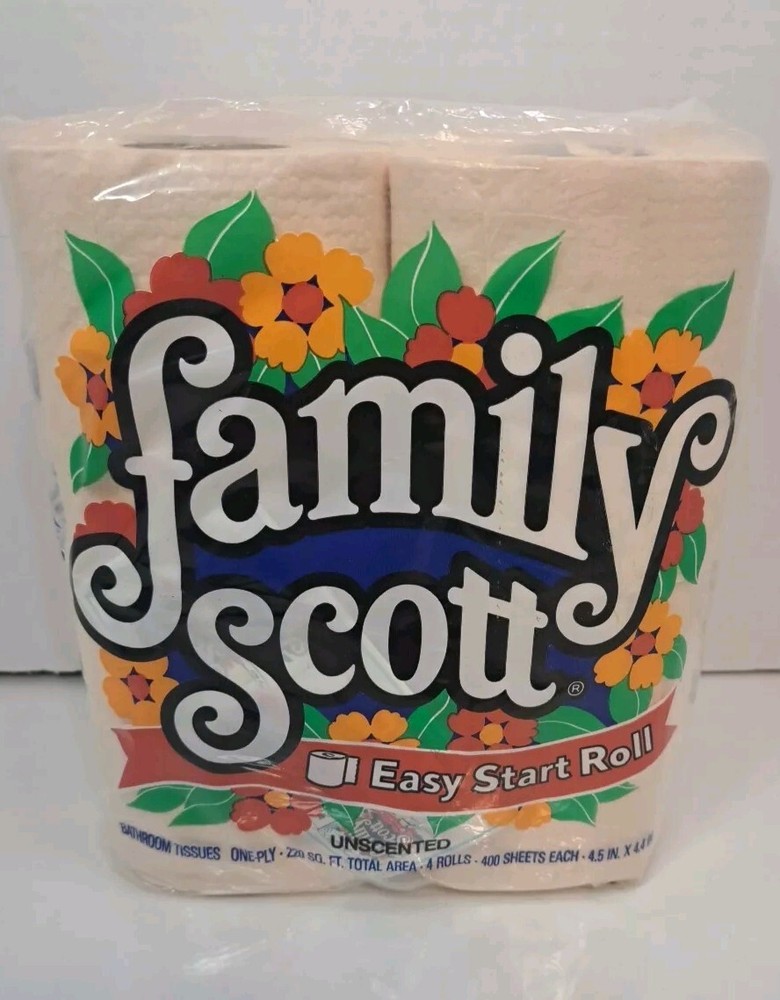 Vintage 1986 Family Scott Beige Colored Toilet Paper 4 Rolls-Sealed Pkg  NOS