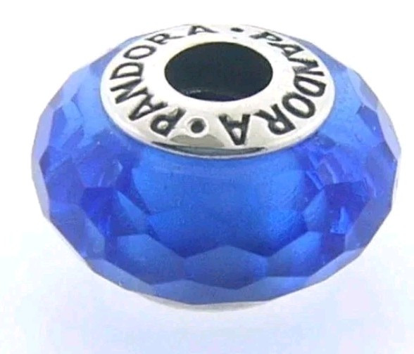 Pandora Blue Faceted Murano Glass Charm in Sterling Silver S925 Authentic ALE Design Elegant Jewelry for Women