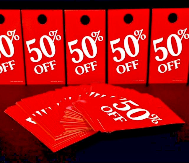 ⭐2 DAY SALE!!!⭐ PACK OF 50 RED PRICE TAGS (50% OFF) STORE CLOTHES HANGER TAGS-image