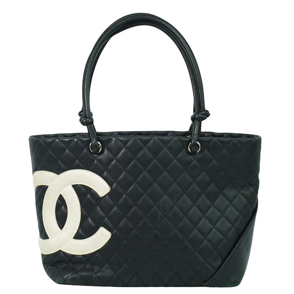 Chanel Cambon Line Coco Mark Leather Tote Handbag 945300