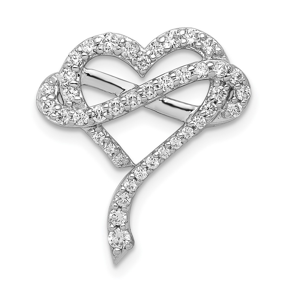 14k White Gold 1/2 carat Diamond Infinity and Heart Chain Slide Pendant