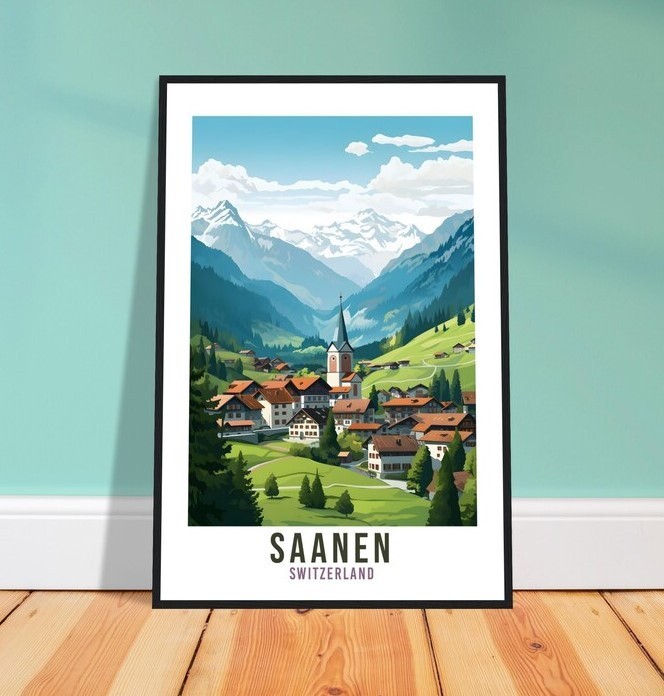 Saanen Travel Print Wall Art Switzerland Saanen Art Print Travel Poster