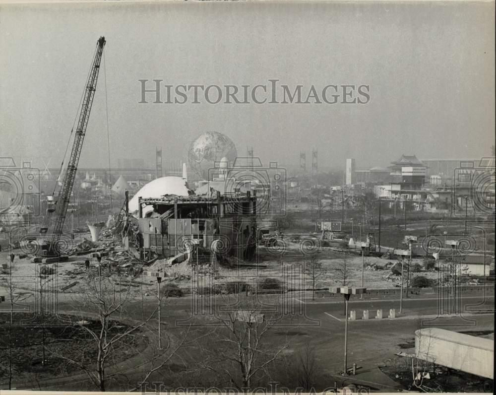 1966 Press Photo Aerial View of Demolition at the World's Fair in New York