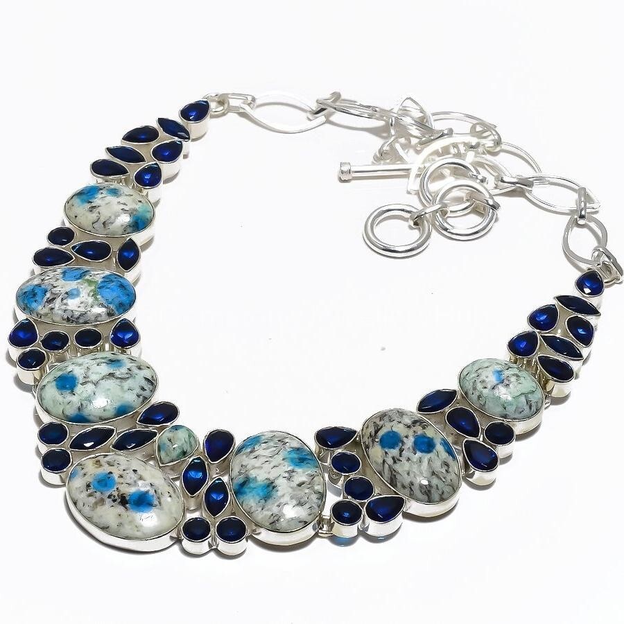 Cyber Monday Deal k2 azurite Stone Sapphire Sterling Silver Vitange New Necklace-image