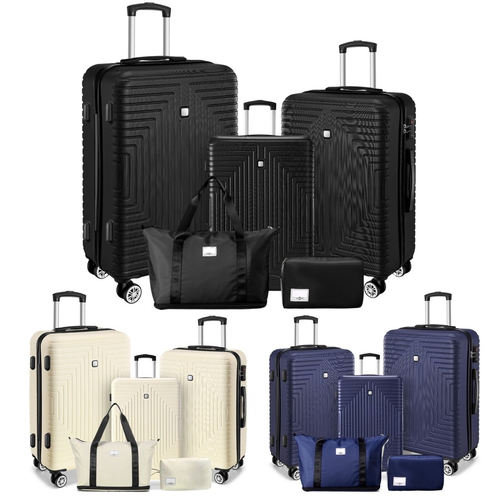 Luggage Sets 5 Piece, ABS+PC Hard Shell Suitcases with Wheels, TSA Aproved Lock