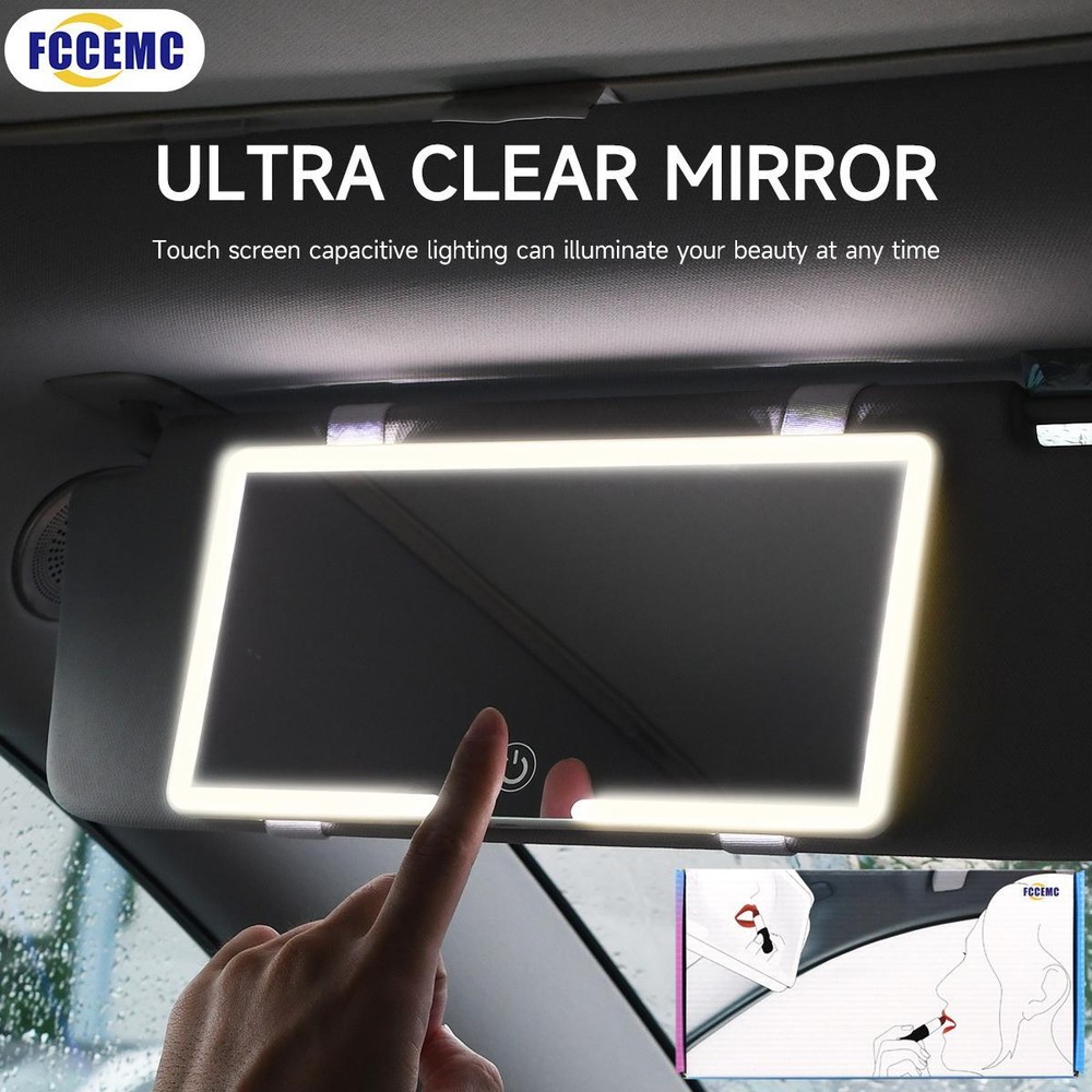 LED Sun Visor Vanity Mirror - Rechargeable, Hd Makeup Mirror for Car Interior