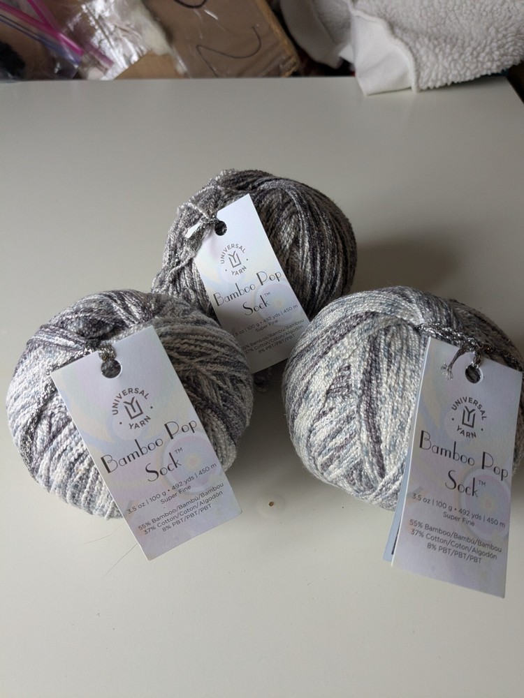 LOT Of 3 balls Universal Yarn Bamboo Pop Sock Yarn Cotton/Bamboo Blend