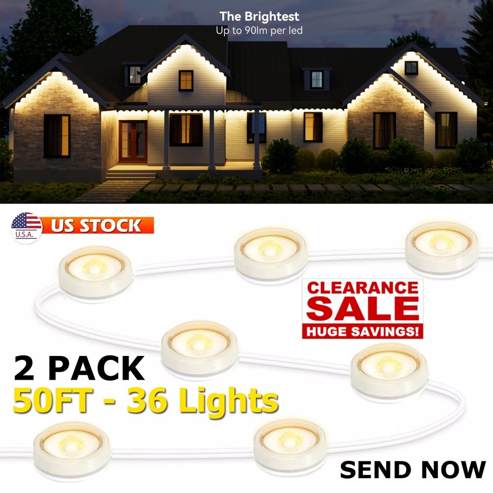 Permanent Outdoor Lights,100FT with 72 LED Lighting,Eaves Light for Daily,Garden