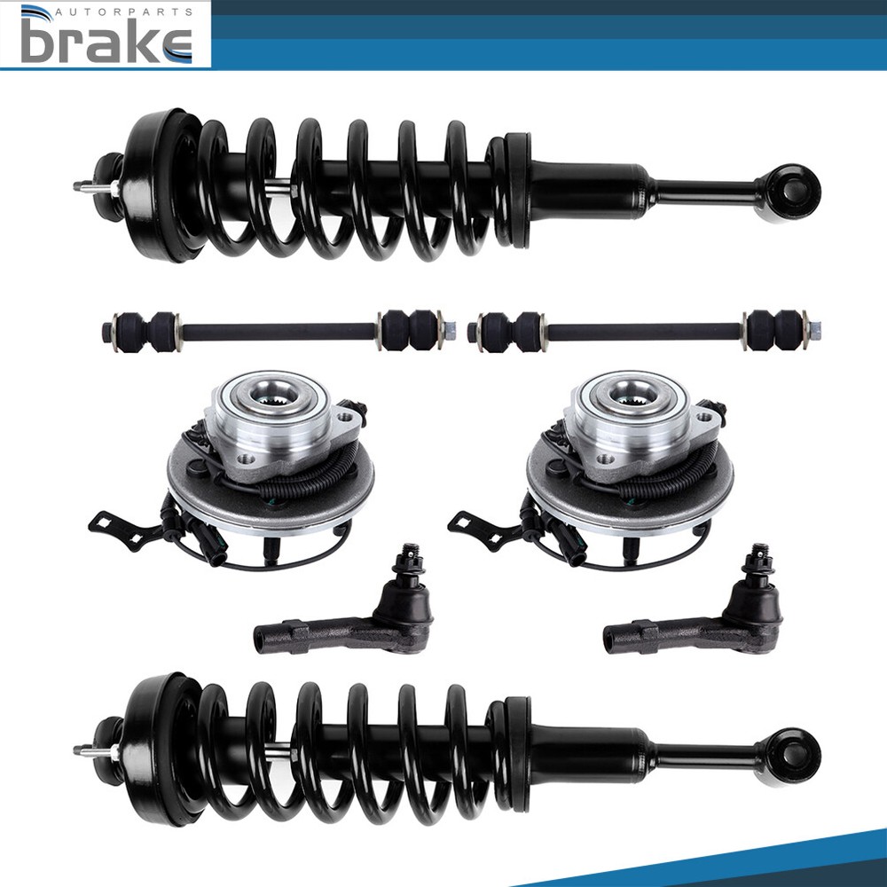 06-10 Ford Explorer Front Suspension Kit with Struts Hubs Tie Rods Sway Bars ABS