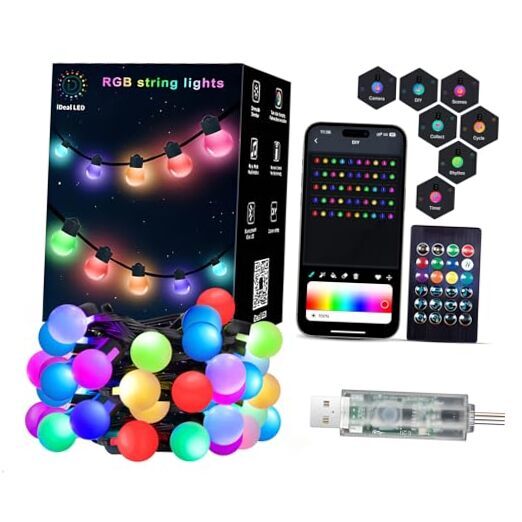 16.4ft Smart Globe String Lights 25 Dimmable RGB Mini LED Fairy Lights